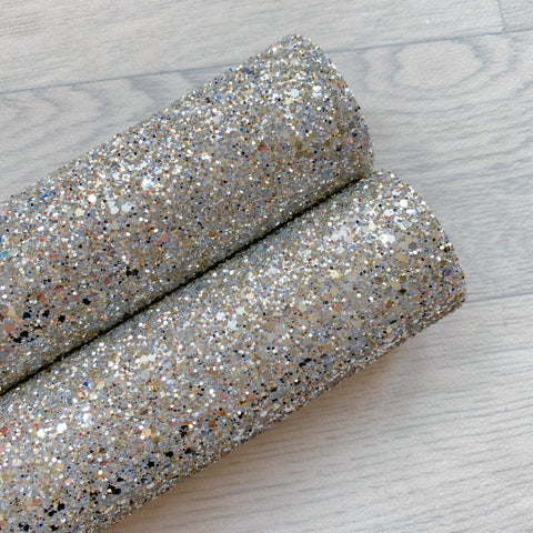 Silver gold chunky glitter  fabric A4 sheet bow crafts