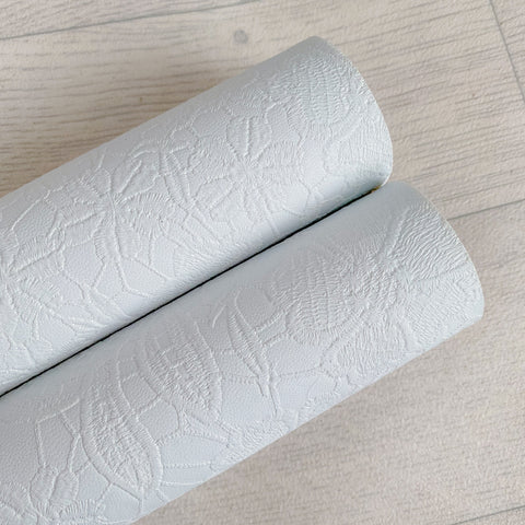 Embroidery Lace Soft Grey Faux Leather