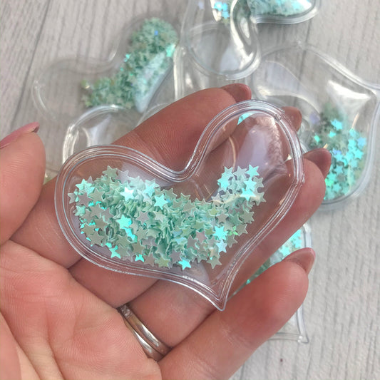 Shaker Sequins Filled Hearts Mint