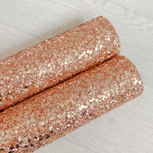 Rose Gold Glitter Fabric Sheet – Sparkly Chunky Glitter Material – Sparkle for Bows, Crafts & Accessories DIY Decor 