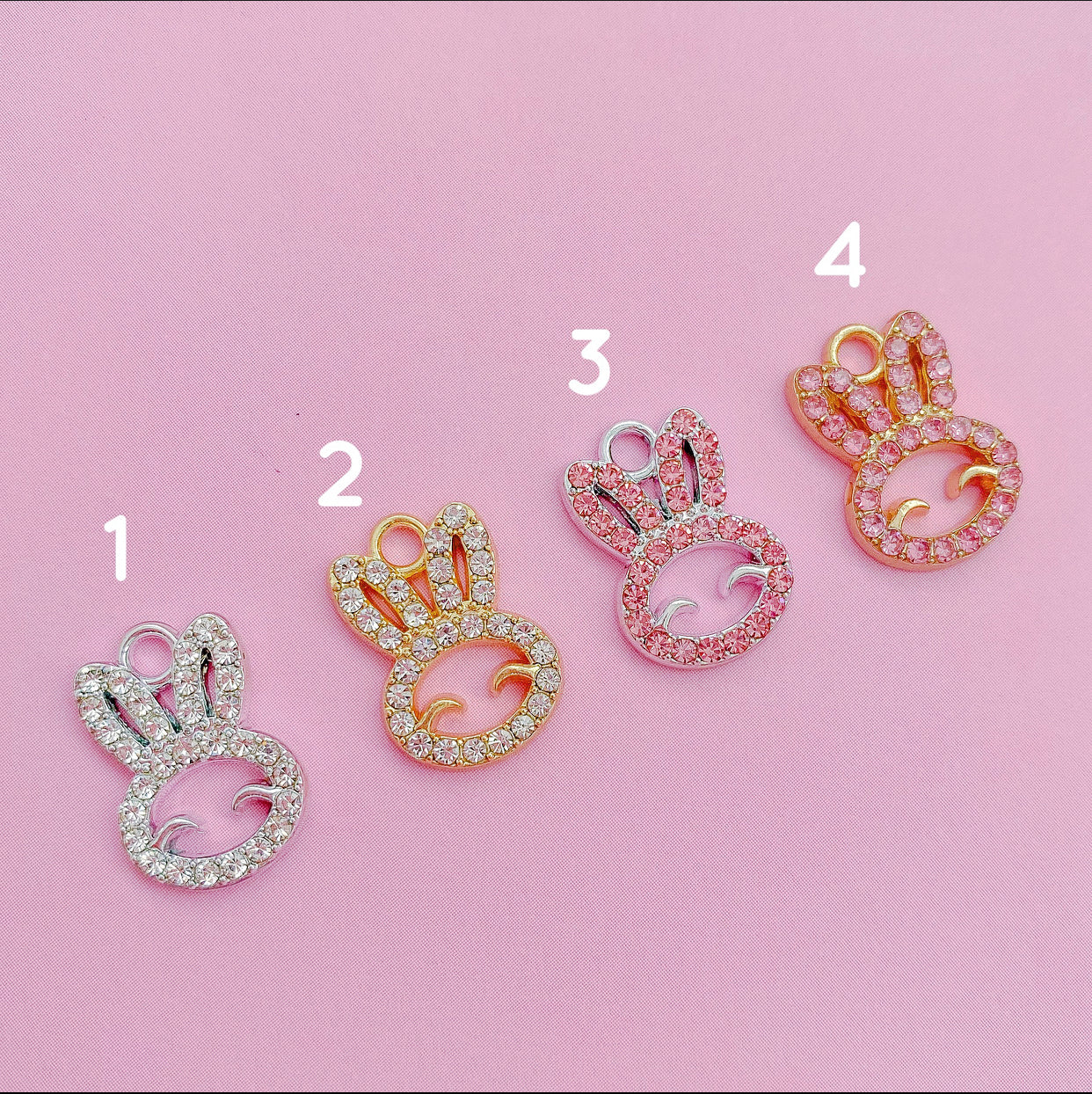 Crystal Bunny Head Charms
