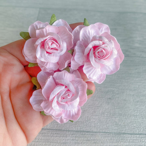 Soft Pink Country Rose Mulberry Flowers 50mm (5)