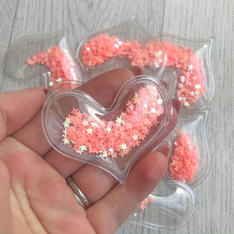 Shaker Sequins Filled Hearts Peach