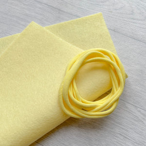 Pale Lemon 100% Merino Wool Felt 1 sheet With 5 Lemon Nylon Headbands
