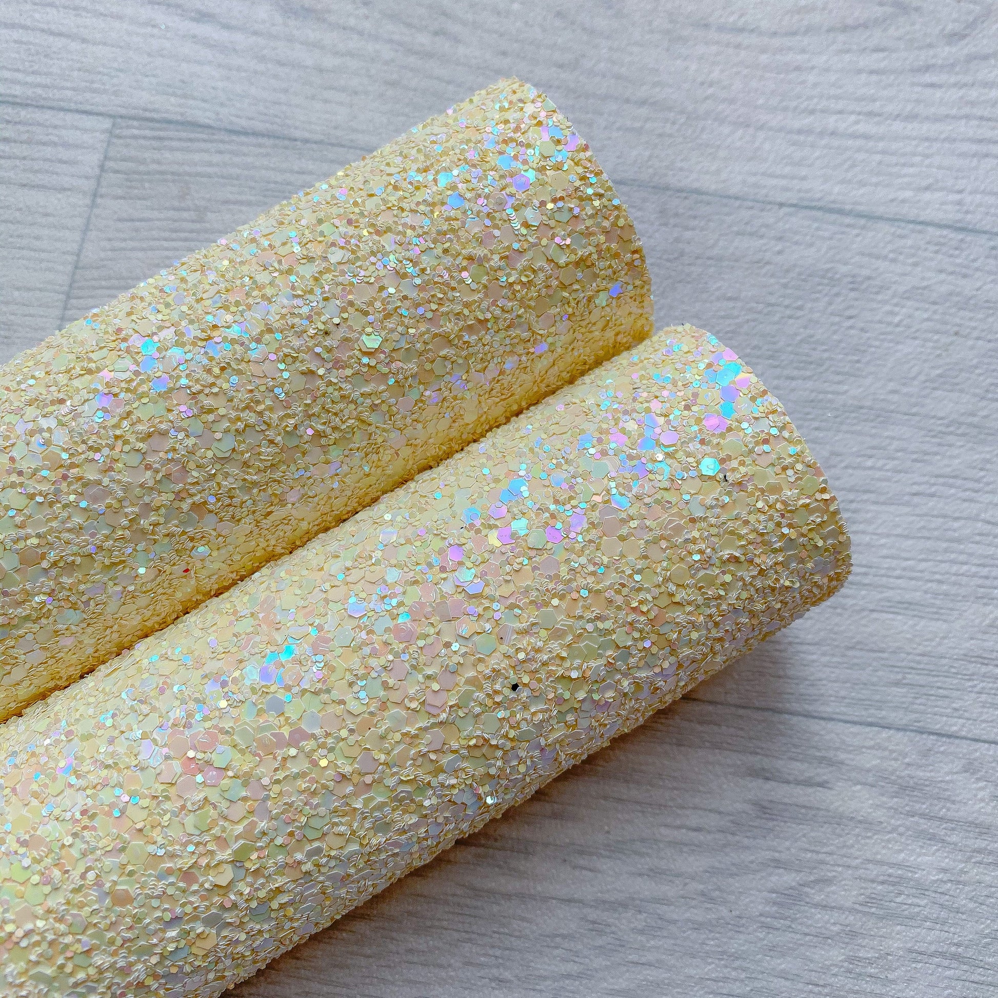 Pale yellow  Chunky Glitter fabric A4 sheet bow crafts