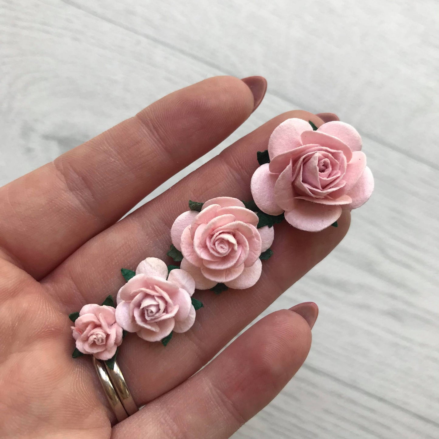 Mulberry Paper Flowers Baby Pink Open Roses