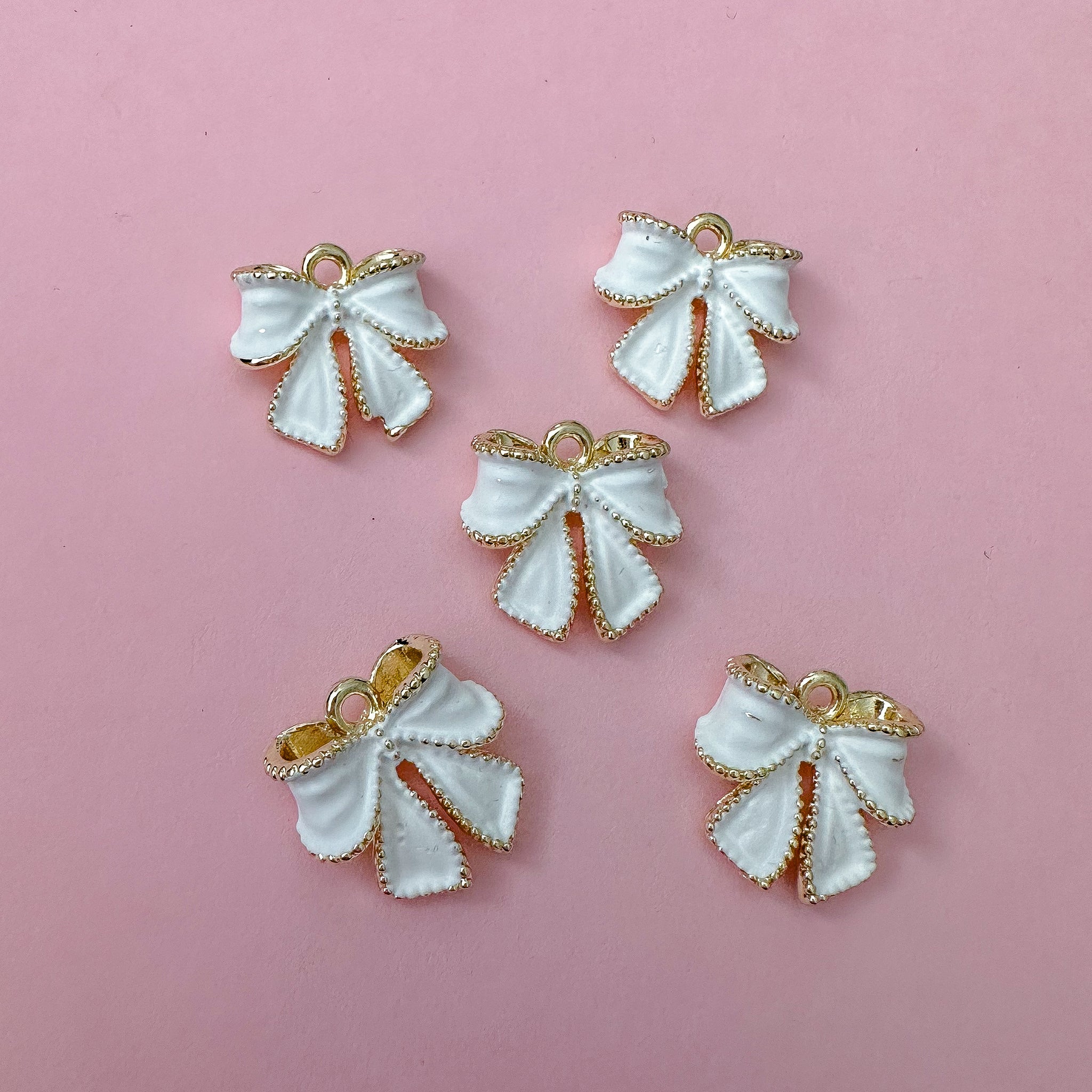 White Bow Charms