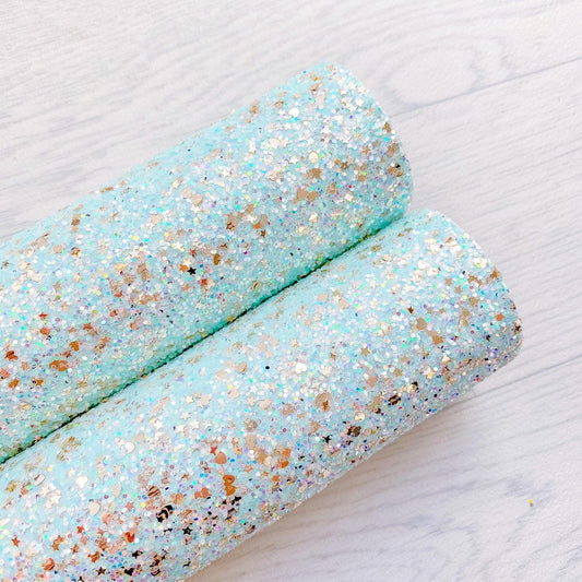 Mint gold Chunky Glitter fabric A4 sheet bow crafts supplies glitter material wallpaper maker hair bows 