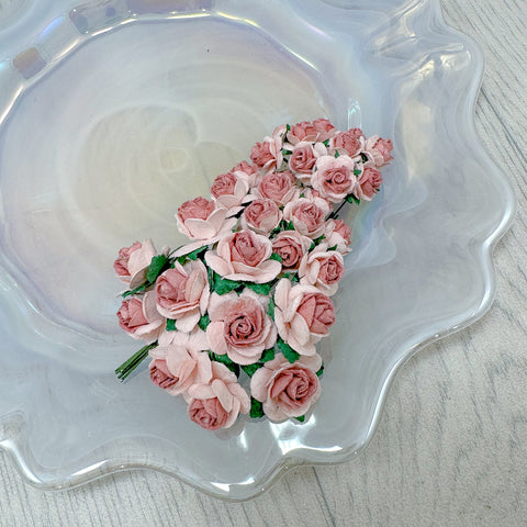 Pink Mist & Dusky Pink Mulberry Paper Flowers Open Roses