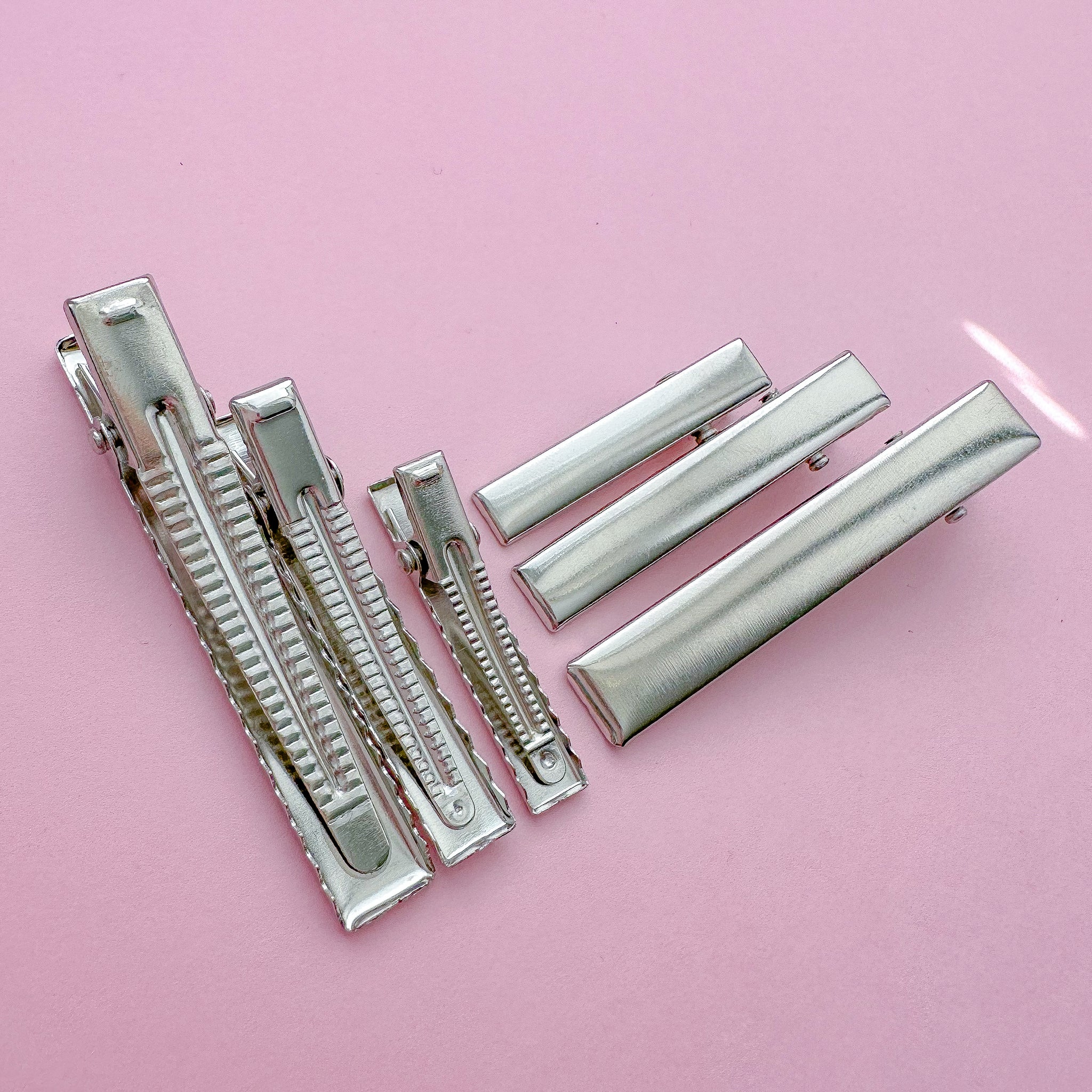 Extra Strong Silver Flat Alligator Hair Clips