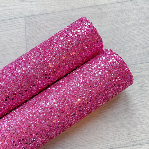 Pink chunky glitter fabric A4 sheet bow crafts