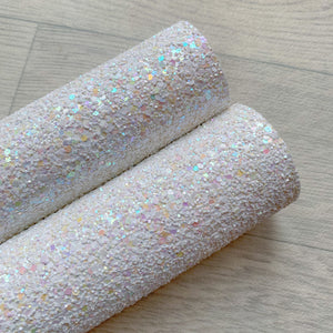 White  Chunky Glitter fabric A4 sheet bow crafts