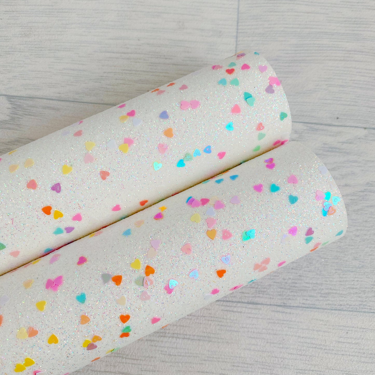 Rainbow Hearts White