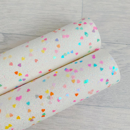 Rainbow Hearts White