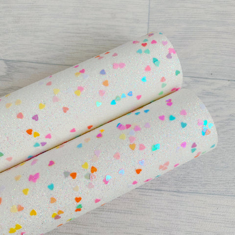 Rainbow Hearts White