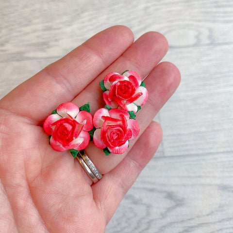 Mulberry Paper Flowers Coral Ombré Open Roses