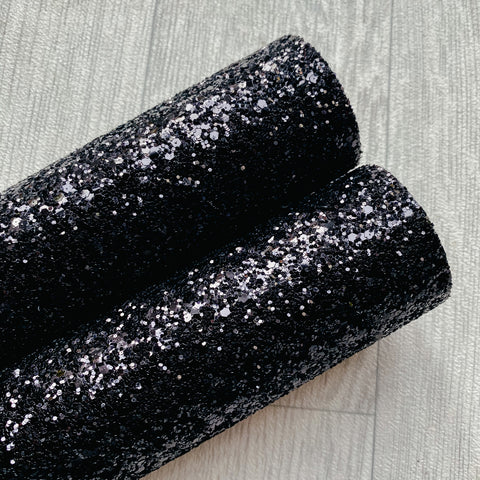 Black Chunky Glitter fabric A4 sheet bow crafts supplies glitter material wallpaper maker hair bows 