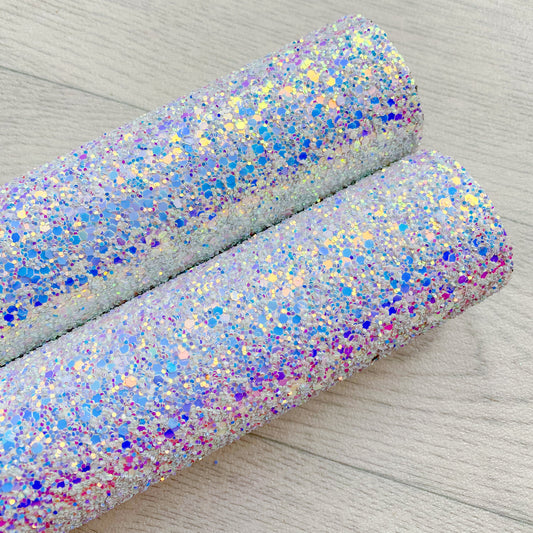 White iridescent Chunky Glitter fabric A4 sheet bow crafts