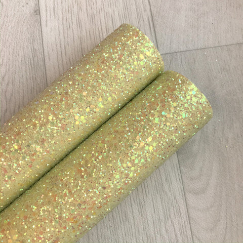 Yellow iridescent chunky glitter fabric A4 sheet bow crafts