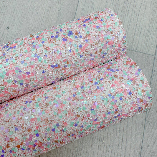 Multicolour chunky rainbow glitter fabric sheet