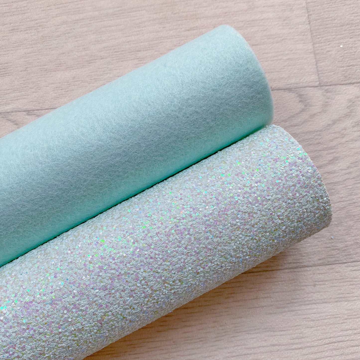 Mint 100% merino wool felt  Chunky Glitter fabric A4 sheet bow crafts