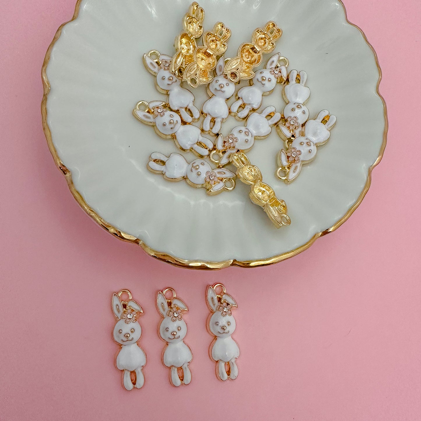 Cute Bunny Crystal Charm