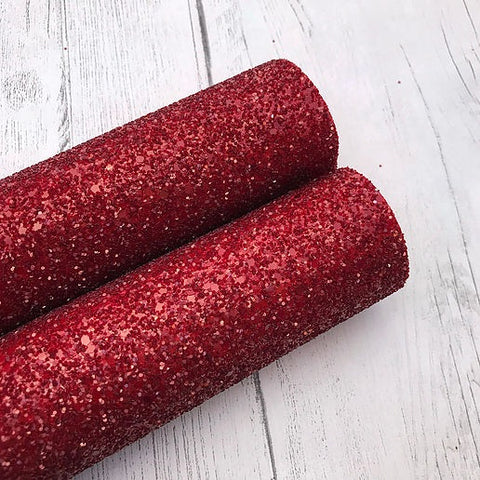 Red chunky glitter fabric A4 sheet bow crafts